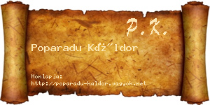 Poparadu Káldor névjegykártya